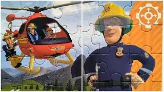 Fireman Sam and his team - assembling cartoon puzzle for kids and toddlers