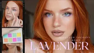 LAVENDER LOOK • MAKEUP THERAPY ASMR • NO BLUR, UNFILTERED RAW FRECKLED SKIN, NATURAL LIGHTING
