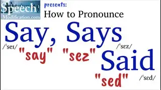 How to Pronounce Say, Says and Said (in American English)