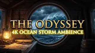 THE ODYSSEY ⛈️ Epic Greek Mythology Ambience | Ocean Storm & Ancient Lyre Music | 4K Fake Window