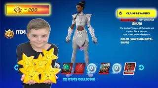 LEVEL 200 Me & My 10 Year Old Kid Unlocking NEW FREE Fortnite Battle Pass BONUS Page Rewards Unlock