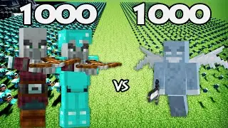 1000 Diamond Armor Pillager Vs 1000 Vex | Minecraft