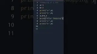 Swapping of 2 numbers program in Python #youtubeshorts #shorts #python