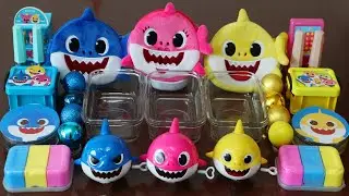 Mixing”Baby Shark” Eyeshadow and Makeup,parts,glitter Into Slime!Satisfying Slime Video!★ASMR★
