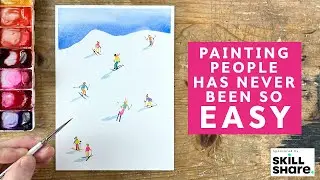 Paint a Cute Watercolour Ski Landscape Sponsored by Skillshare