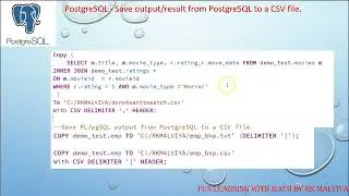 PostgreSQL Save output/result from PostgreSQL to a CSV file | PostgreSQL Copy  | Copy command VD 26