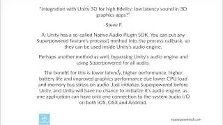 Low latency audio with 3D graphics and Unity 3D?