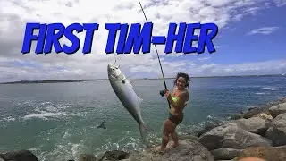 Her first time fishing
