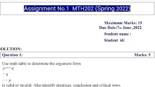 Mth202 Assignment No 1 Solution 2022