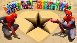 Spiderman & Big Toothpaste Eruption from Heart Star holes, Coca Cola, Mirinda, Orbeez,Fanta & Mentos
