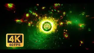 Vj Loop - Green Tech Tunnel With Glowing Neon Particles