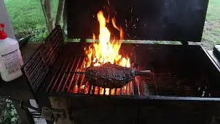 Reverse seared 3lbs Tomahawk steak, watch video for chance to win H-D cuttingboard #trending