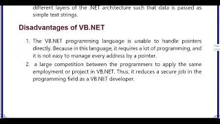 Advantages and Disadvantages of VB NET