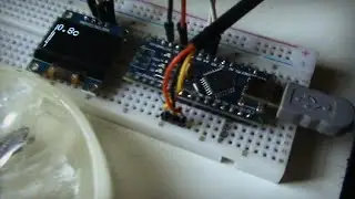 Thermometer on the arduino nano, OLED 0,96 inch 128x64 and temperature sensor DS18B20.