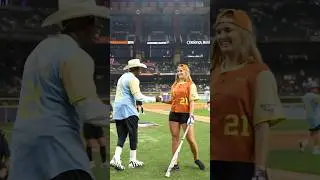 Coach Prime, Hawk Tuah, Bat Trick & a single in the MLB Celebrity Allstar Game!