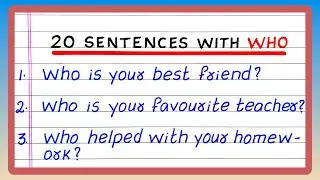 SENTENCES WITH WH QUESTIONS | WH WORDS | SENTENCES WITH WHO | SIMPLE ENGLISH SENTENCES