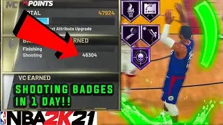 THE FASTEST SHOOTING BADGE METHOD IN NBA 2K21! HOW TO GET ALL YOUR SHOOTING BADGES IN UNDER 1 DAY!