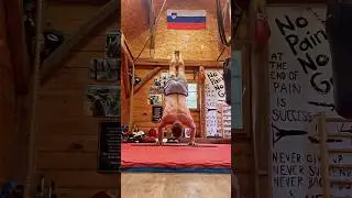 Best hspu set from today's 6x2 at 220lbs/90kg.😊#hspu #handstand #delts #balance #fitness #strength