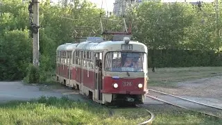 Tatrа T3SU СМЕ № 328+327 следуют по маршруту № 10 