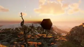 Unreal Engine 5.0.0. Mountain scene with animating cube