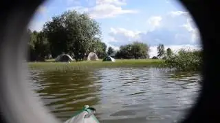 Плывем по озеру Сиверскому к лагерю.