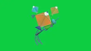Makar Sankranti Sky Scene with Kite and Lantern Animation | Green Screen