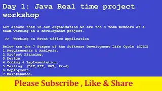 Day 1 Java Real time project workshop