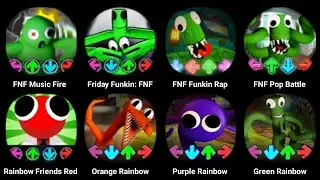 FNF Rainbow Friends, Raptime Battle, FNF Music Fire, Orange Rainbow, Purple Rainbow, Green Rainbow