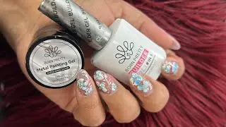 Born pretty BIAB Nails Extension salon style at Home + metalic painting gel Tutorial 