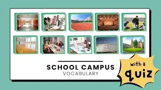 🎓 English Campus Vocabulary Flashcards & Quiz for Teenagers and Adults (Elementary Level CEFR A1) 🏫