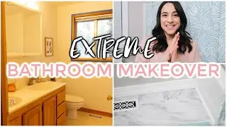 EXTREME BATHROOM MAKEOVER 2020 | Renovating our tiny rental bathroom on a budget! | Justine Marie