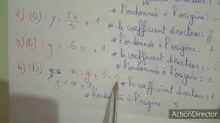 Equation d'une droite : exercice 1page 190