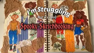 DRAW WITH ME 🎃 Drawing Spooky Characters In My Sketchbook 🎃 Fighting through the pain with an injury