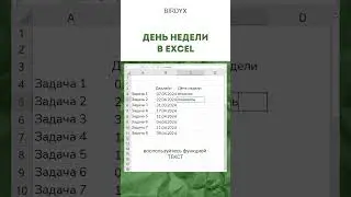 Excel: день недели в эксель функцией ТЕКСТ 