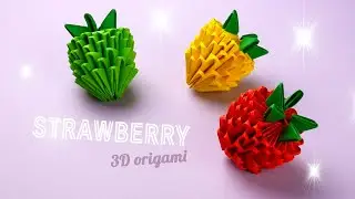 How to make a paper strawberry [3D origami paper craft]