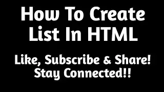 How to create list in html | ordered list in html | unordered list in html | definition list