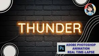 SIMPLE text light glow ANIMATION in adobe PHOTOSHOP for beginners | real time-lapse with MUSIC|