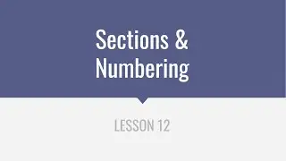 Sections & Numbering