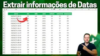 Como Extrair Dia, Mês, Ano, Horas, Minutos, Segundos de uma Data no Excel | Vários Exemplos