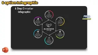 77.PowerPoint FLAT Design - 6 Option Step Circular LINE infographic | office 365 | Free Download