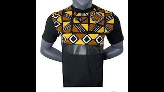Men’s Brown, Yellow, White & Black Faux Leather African Print Unisex Shirt | African Print Men Shirt