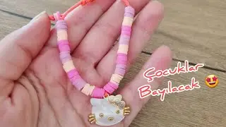 Hello Kitty Bileklik Yapımı / Çocuklar için Bileklik Modeli  #bileklikyapımı #braceletmaking