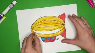 Как нарисовать Дирижабль, Рисование для детей.