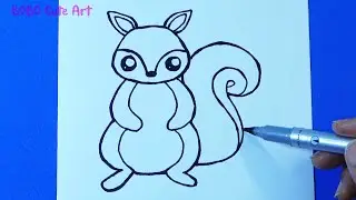 How to draw a cute Squirrel easy step by step | BOBO Cute Art