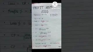 Profit and Loss Formulas Class 8th 📖📖