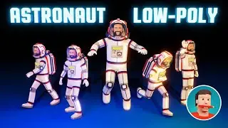 3д Космонавт в лоуполи стиле | Stylized low-poly astronaut in a spacesuit.