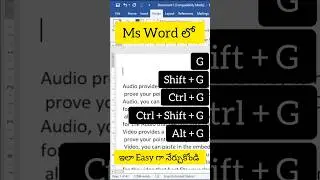 SHORTCUT KEYS WITH LETTER " G" IN MS WORD #msword #mswordintelugu #mswordshortcutkeys