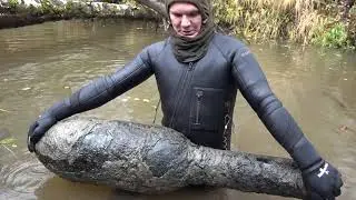 Достали из железной реки опасную громадину, раскопки по войне