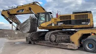 Transporting Three Caterpillar 385C Excavators On Site - Fasoulas Heavy Transports - 4k