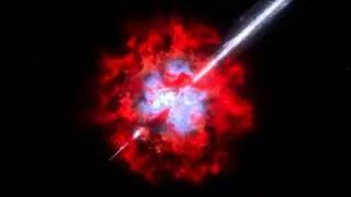 ESO. Gamma-ray burst buried in dust (artist's impression). HD